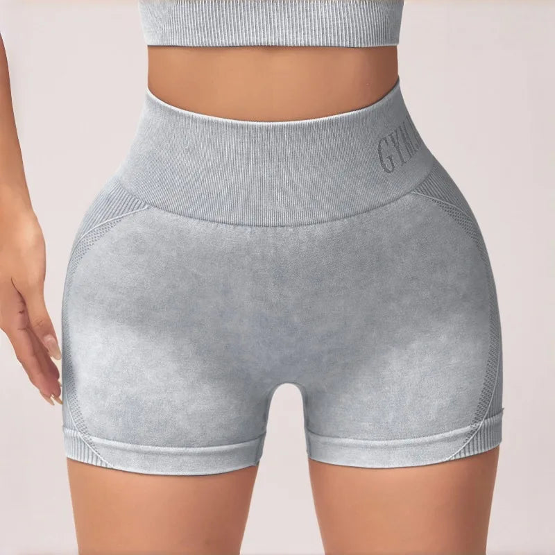 Women Sand Wash High Waist Tummy Control Butt Lifting High Stretch Slim Yoga Shorts Wear Outside Run Gym Workout  Sports Pants