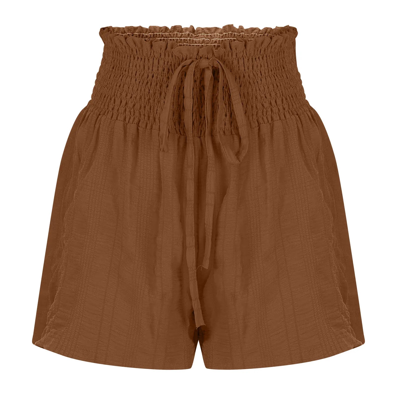 Women Casual High Waist Shorts Skirt Smocked Elastic Drawstring A-Line Flowy Short Skirt Pants Summer Solid Color Beach Skorts