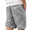 Men's Casual Corduroy Workwear Shorts 2026 Fashion Summer Elastic Waist Multi-Pockets Pants Daily Wear Retro Male Trousers