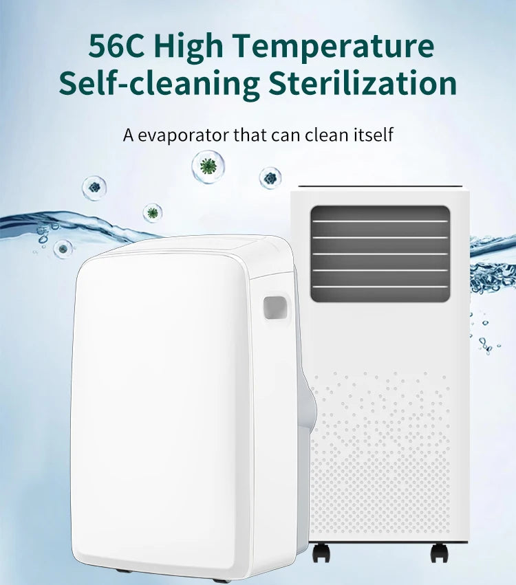 9000BTU Electric Low Noise Energy-Saving Cooling&Heating Portable Air Conditioner with Wheels for Living Room