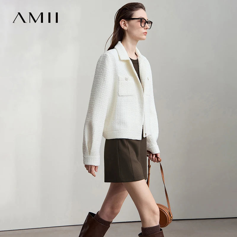 AMII 2025 Autumn Concise for Loose Casual Wide-leg Female pants Elegant Office Lady Simple  Shorts Bottoms 12523083