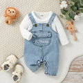 2PCS Baby Boys/Girls All Seasons Long Sleeve Top+Suspenders Pants Suit Clothes Stes For Newborn Daily Wear Clothing
