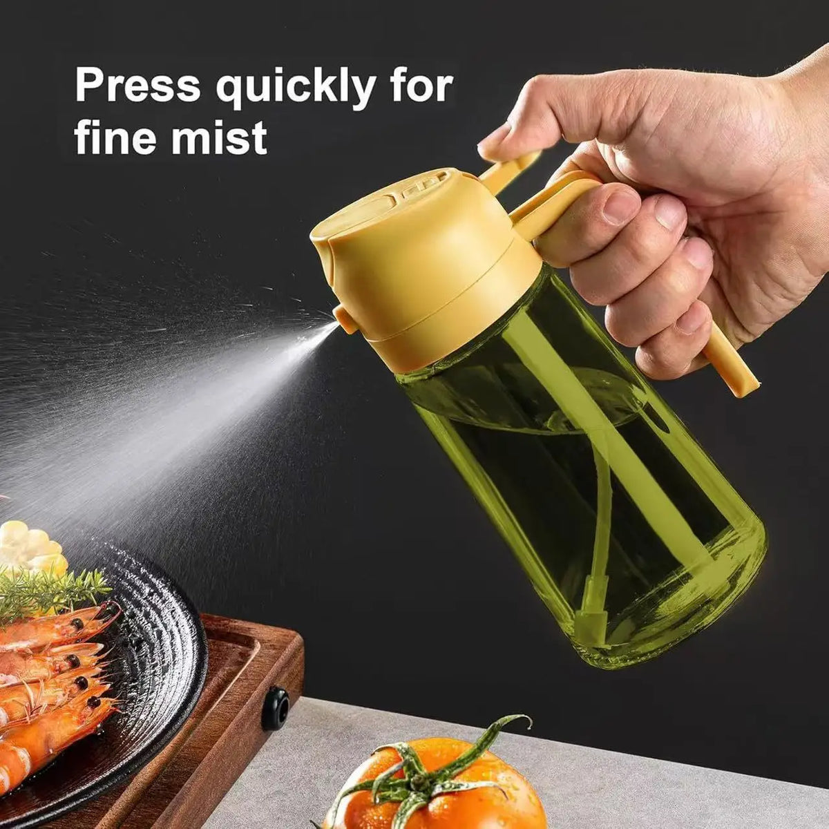 16oz/470ml Leakproof 2-in-1 Glass Oil Dispenser & Sprayer for Cooking Air Fryer BBQ Baking Salad - Olive Oil Sprayer Bottle