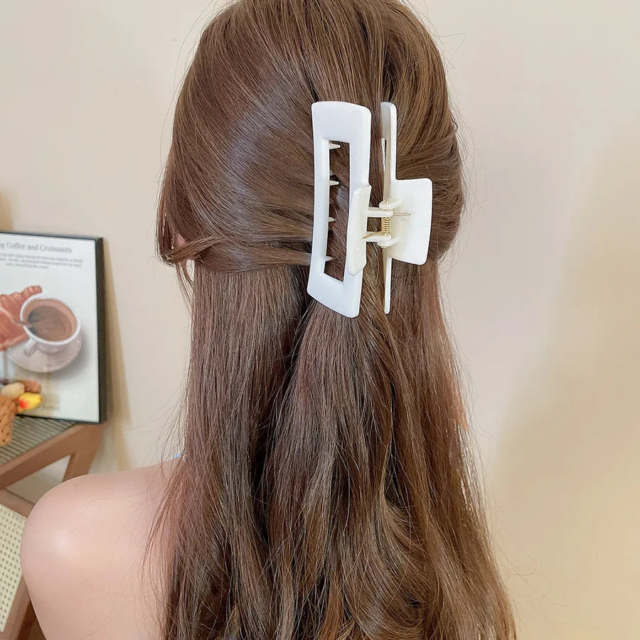 Square Soft Rubber Hair Claws Women Large Solid Silicone Shark Clip Grab Clip Anti Fall Non Fragile Clip Headband Hair Clip M