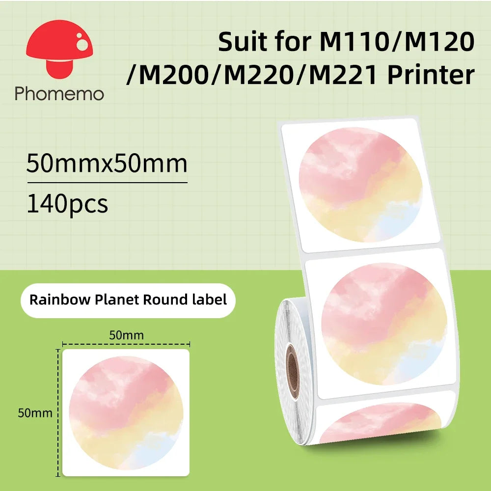 Label Sticker for Phomemo M110 M220 M221 M120 Mini Portable Printer 20-50mm Thermal Label Printer Stickers Pocket Labeling Maker