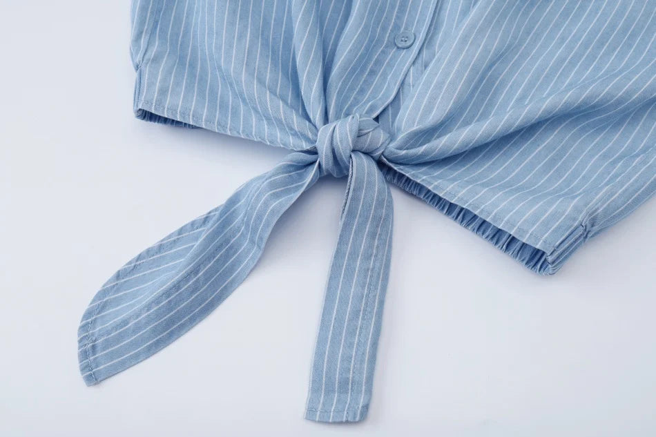 AS  SS26 Lyocell light Denim pinstripe wrap shirt + dress matching set fashionable vitality women's outfit