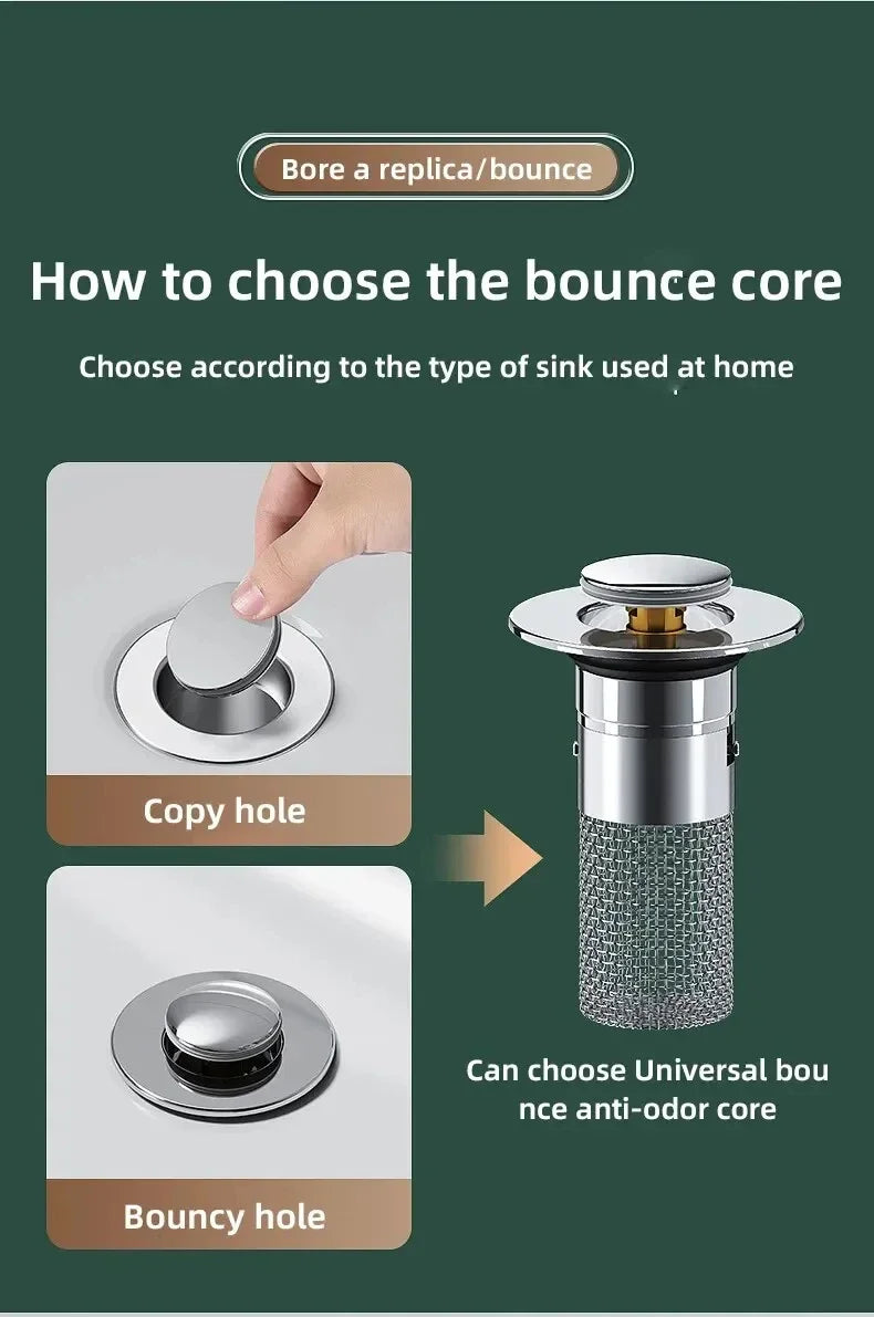 Bathroom Basin Drain Strainer Pop‑Up Removable Stainless Steel Hair Catcher Stopper Insect Proof Odor‑Proof Anti‑Clog Filter