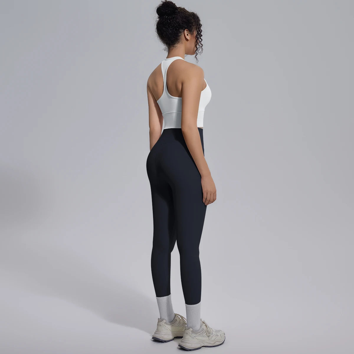 Rooftrellen New Women's Two-piece Set Fitness Sports Solid Color Yoga Set Summer Quick Drying Legging Pants Gather I-shaped Vest