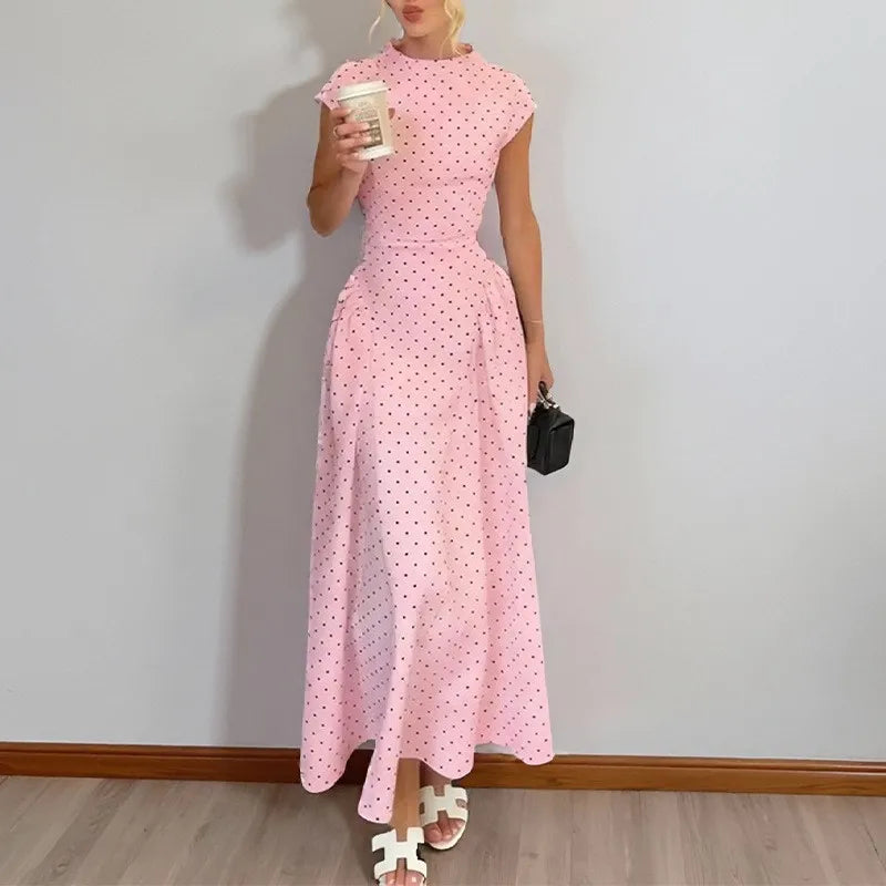 Elegant Women's Summer Evening Sleeveless High Waist Backless Long Solid Color Wrinkle Resistant Pullover Dress For Women