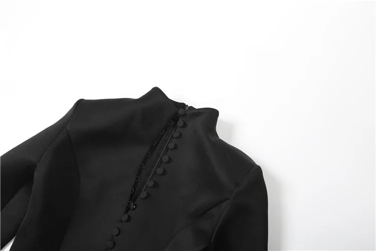 Nibber Elegant Fashion Office Style Dress Woman Button Pocket Decoration Stand Collar Simple Full Sleeve Casual Mini Bodycon