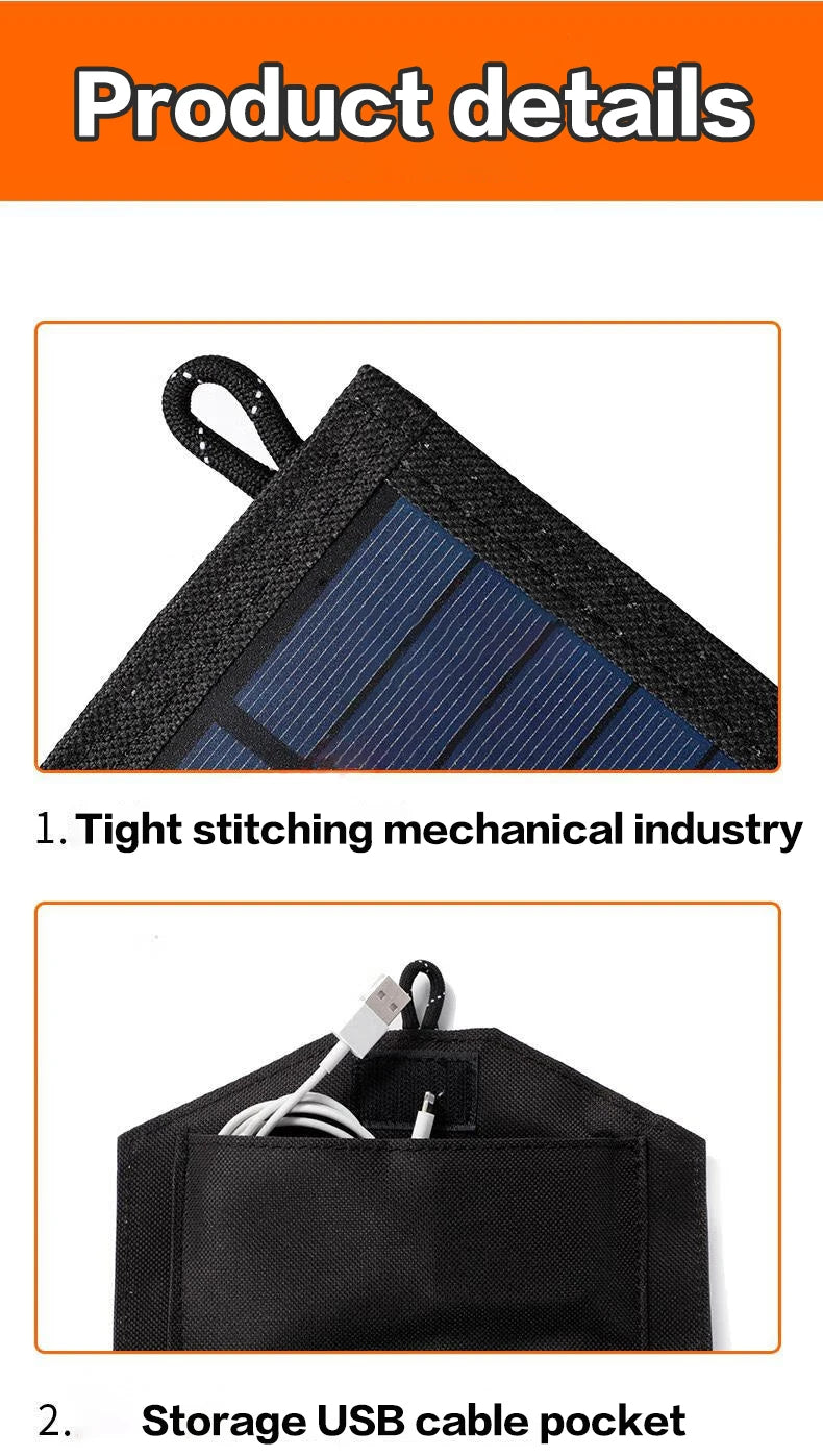 6-Fold 800W Foldable Solar Panel 20W/H Portable Solar Panels Charger USB 5V DC Full Time Power Solar Panel Mobile Power Supply