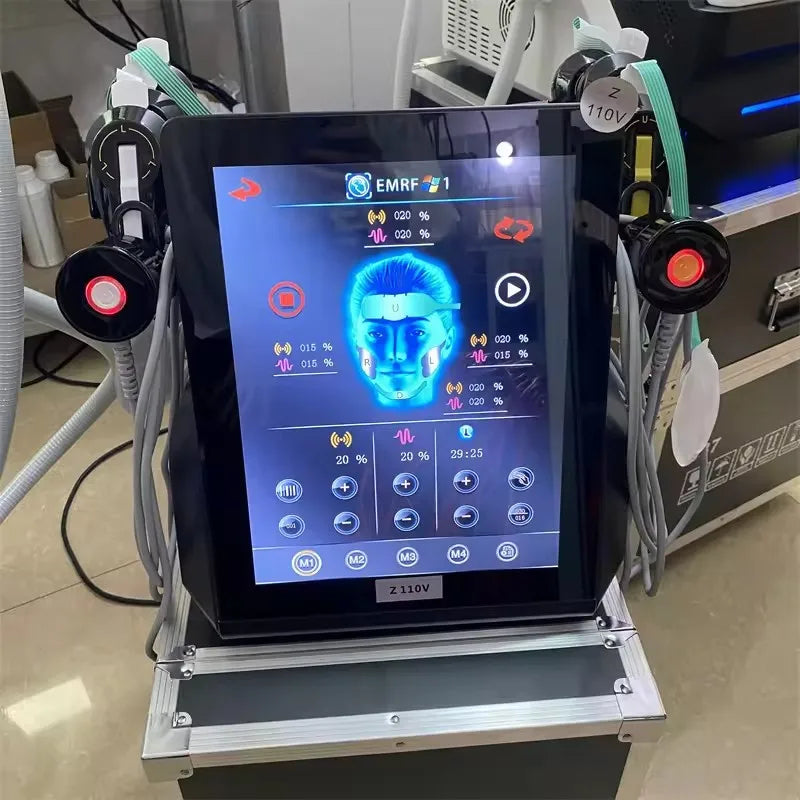 Ems RF Facial Electrostimulation Face Lifting Machine  6 Handles Sculpt Face Pads Massager Device Anti Aging Wrinkles Removal