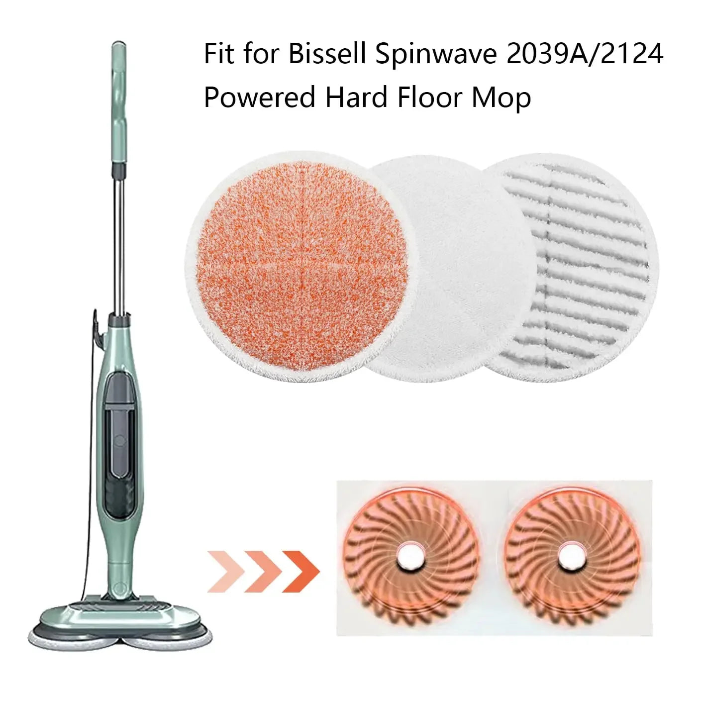 Replacement Mop Pads Fit for Bissell Spinwave 20399 23157 23159 2039A 2124A 20393 2039T 2039W 20391 20395 2307 2315A