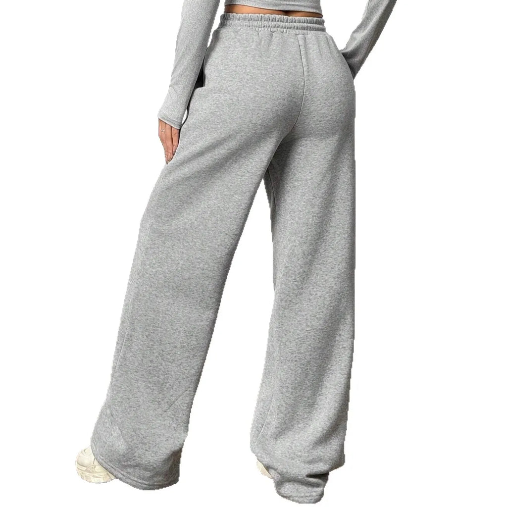 Women Jogger Cotton Pants Casual Drawstring Loose Unisex Wide Leg Straight Pants Sweatpants Autumn Winter Baggy Gym Track Pants