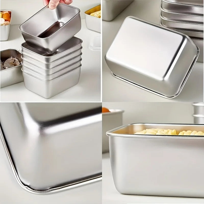 5pc Stainless Steel Food Storage Containers Set - Airtight BPA-Free Lunch Boxes for Meal Prep, Camping & Office, Dishwasher Safe