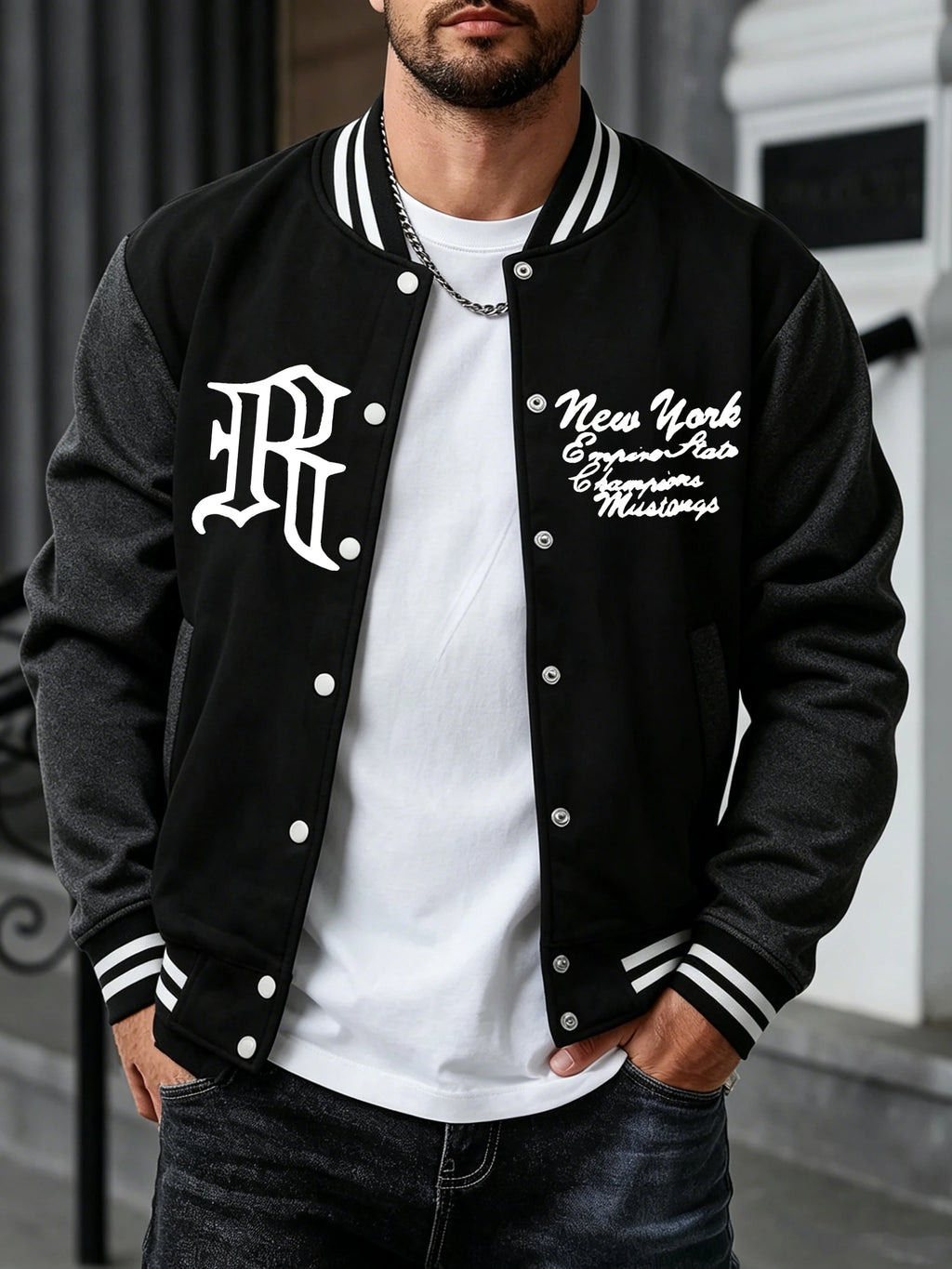 New York And R Art Letter Pattern Baseball Jersey Men'S Autumn Winter Jackets Soft Loose Clothing Sports High Street Clothes