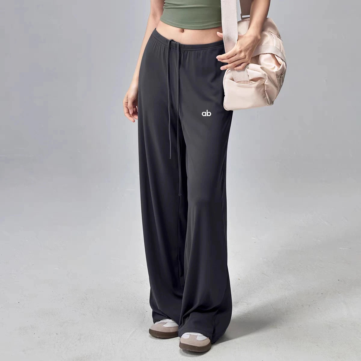 Women Wide Leg Yoga Pants Drawstring Loose Drape Straight Leg Long Pants Fitness Running Pilates Training Sports Trousers