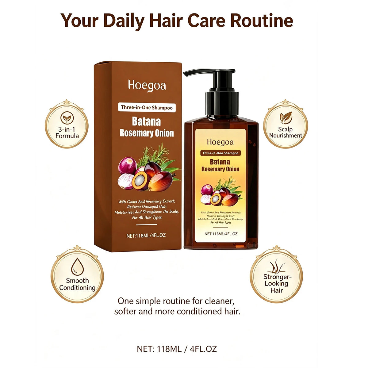 3 in 1 Nourishing Shampoo Conditioner Hair Treatment Set Moisturizing Smoothing Daily Care For All Hair Types