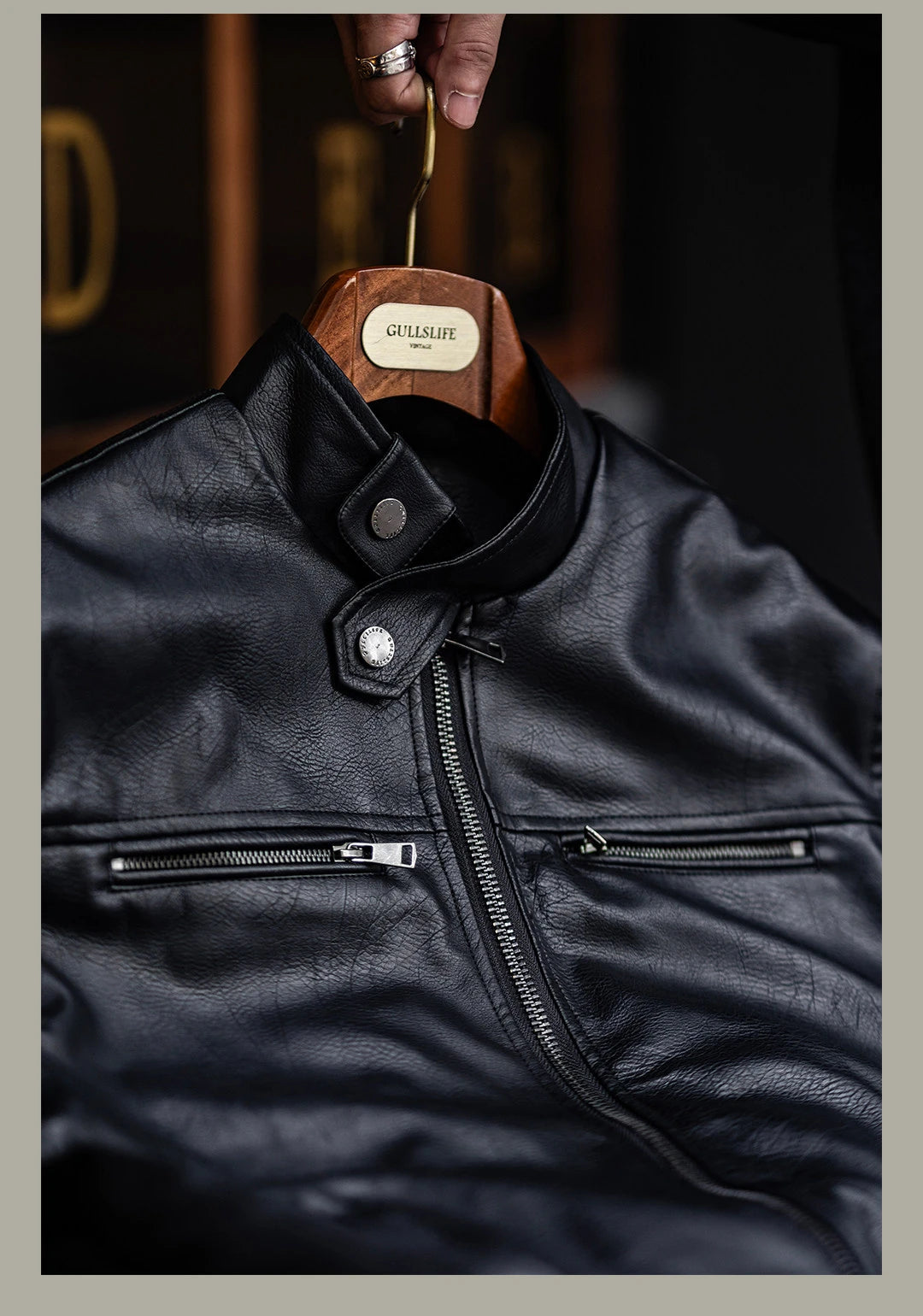 Vintage motorcycle leather jacket, men's leather jacket