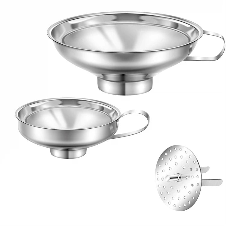 LMETJMA Canning Funnel Large Kitchen Metal Funnels For Filling Mason Jars Stainless Steel Wide Mouth Funnels Kitchen Gadgets