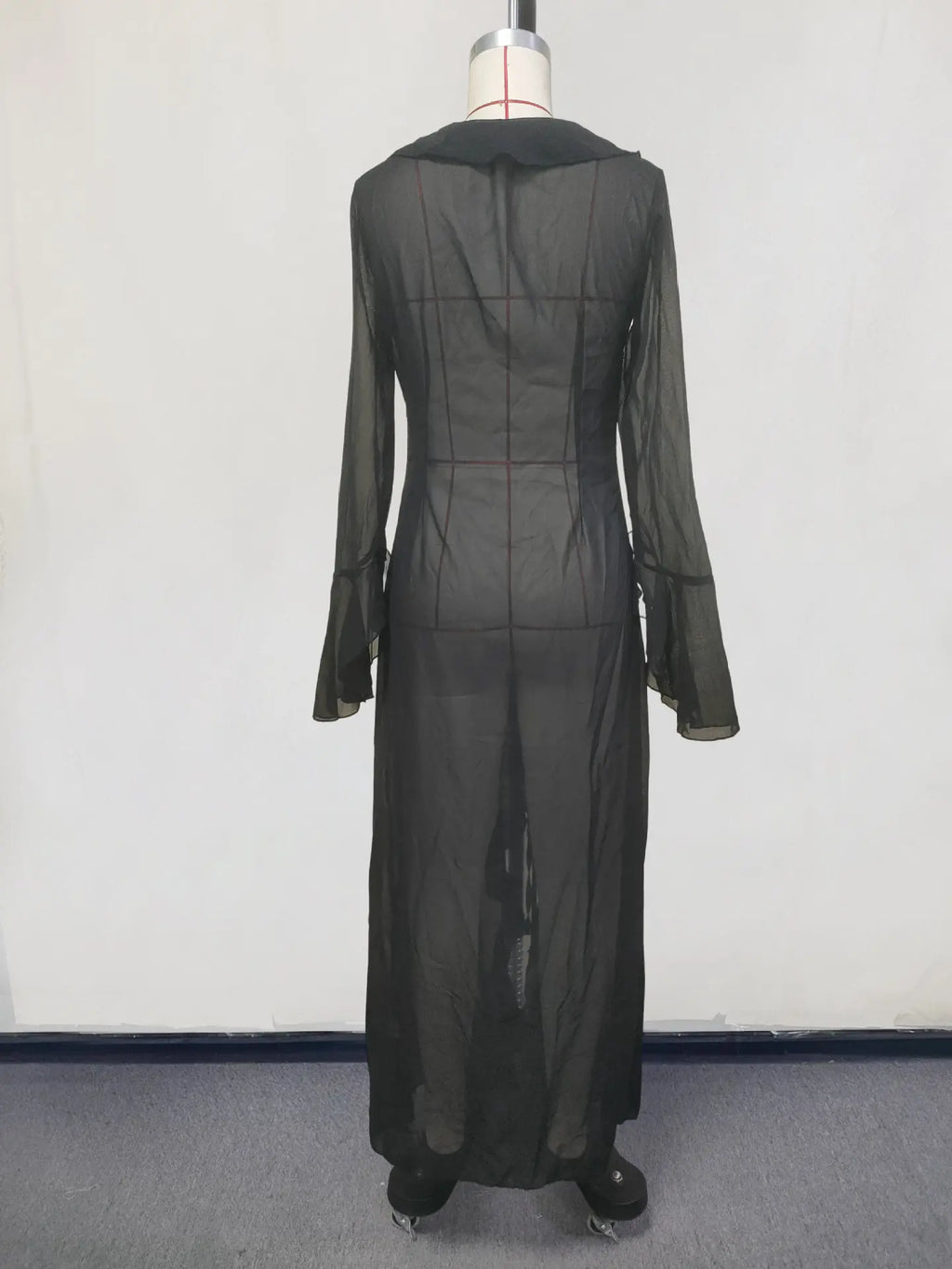 New Chiffon Tunic Beach Cover Up Cover-ups Dress Sunscreen Beachwear Womens Clothing Sexy V Neck Ruffled Long Sleeve Black White