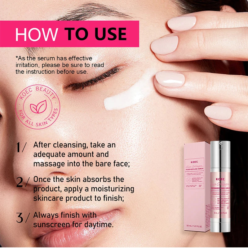 Centella Asiatica Microneedle Serum Smooth Skin Soothe Hydrate Firm Brighten Repair Facial Essence Lotion for All Skin Types