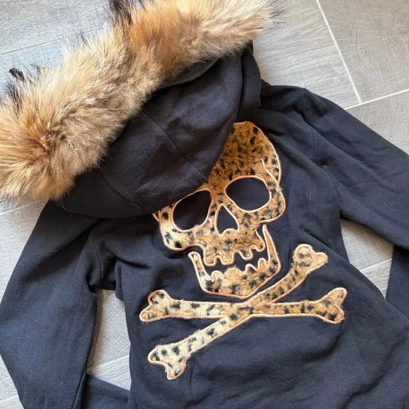 2026 American Fashion Trend Fur Collar Zipper Hoodie Men Street Hip Hop Retro Loose Sweatshirt Unisex Fleece Padded Warm Hoodie