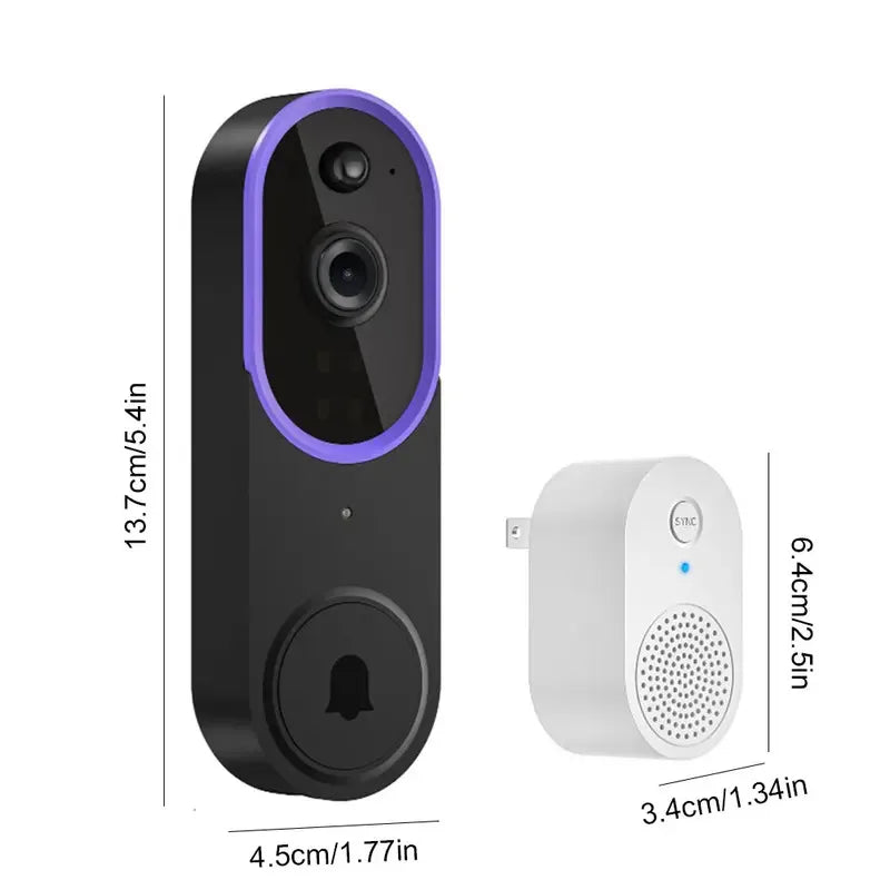 1080P Video Doorbell Camera 2-Ways Audio Wireless Doorbell WiFi Smart Door Bell Night Vision Intercom Doorbell Home Door Bells