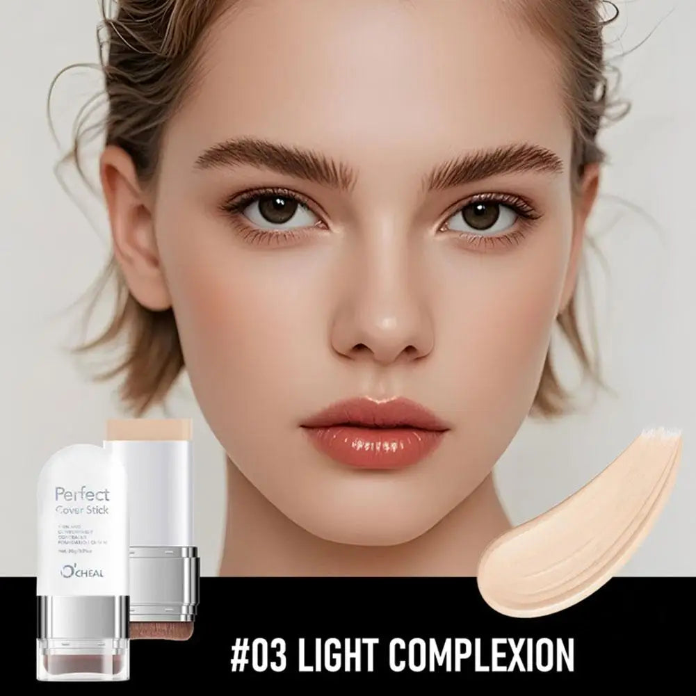 Contouring Double-Ended Foundation Stick 20g Waterproof Sweatproof Dual-End Base Contour Mousse Texture Oil-Control Natural Matt