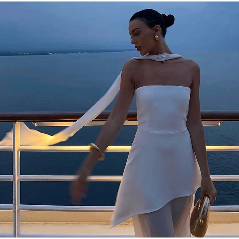 Elegant Halter Long Dress Women's Loose Sleeveless Off Shoulder Floor-length Dresses 2025 Spring Summer Lady Solid Stylish Robes