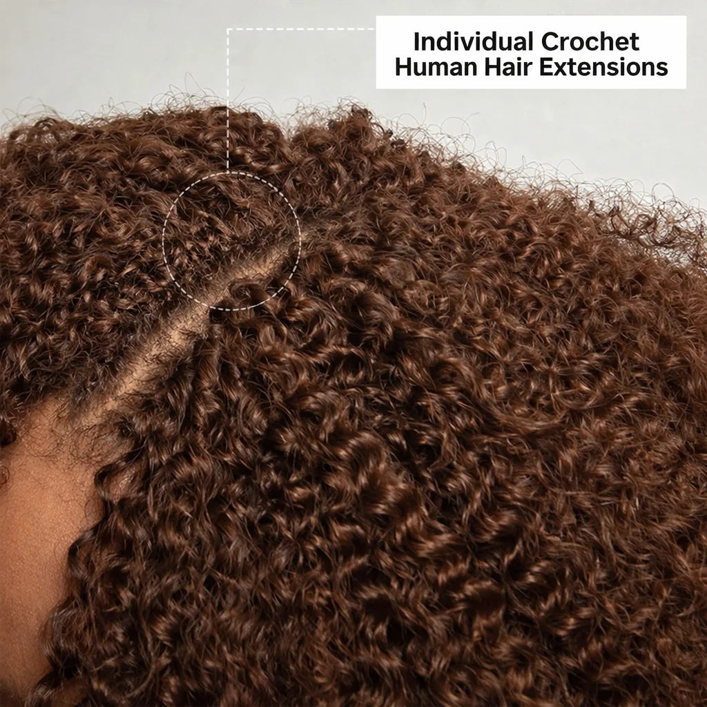 12A Small Spirals Curly Crochet Human Hair Knotless Pre-Separated #4 Brown Feather Crochet Braid Extensions Lightweight Reusable