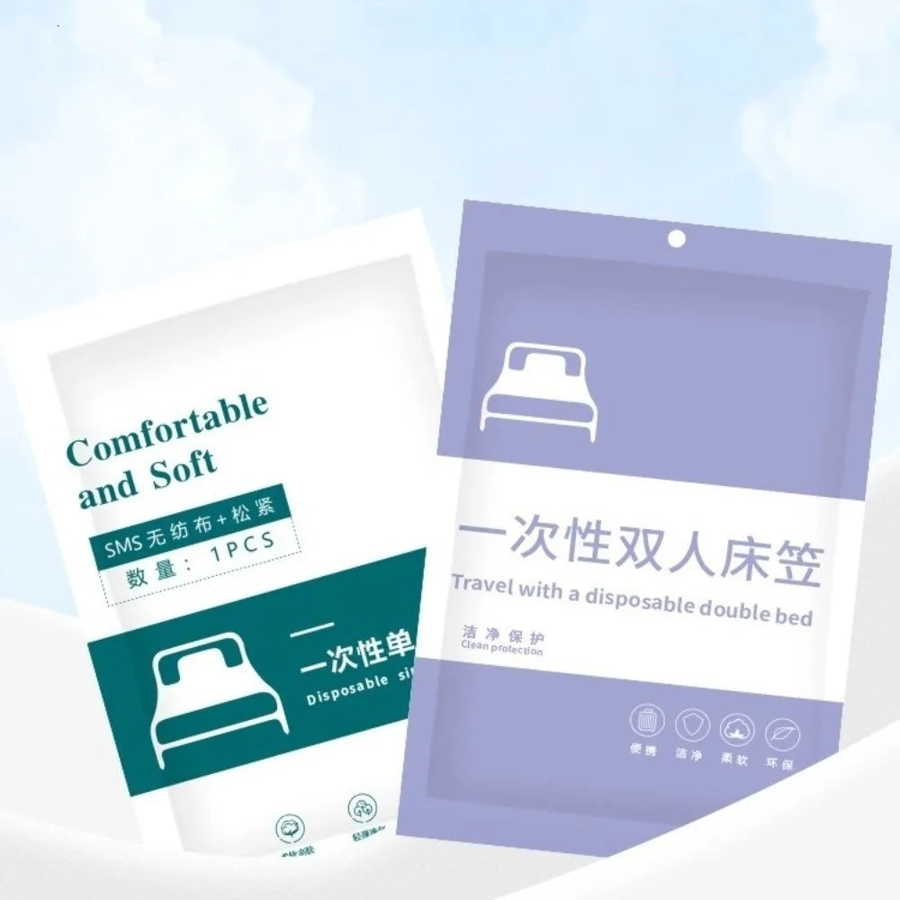 Non-woven Disposable Fitted Sheet Non Slip with Elastic Bands Mattress Covers Single Bed Double Bed Disposable Sheet Bed Cover