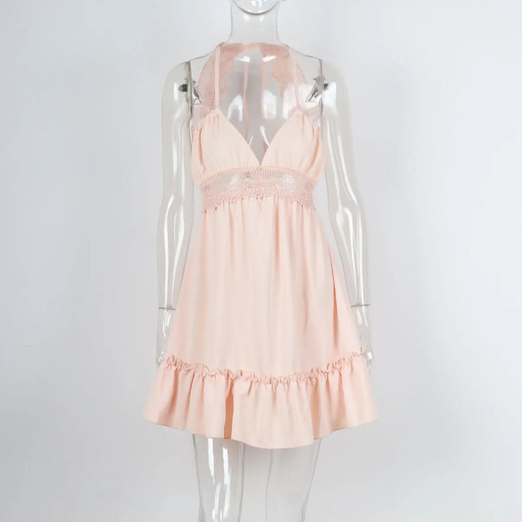 Sexy Strapless Floral  Waist Dress Cross-Border Elegant Cotton Blend Wrap Chest Style No Sleeve Summer New Arrival