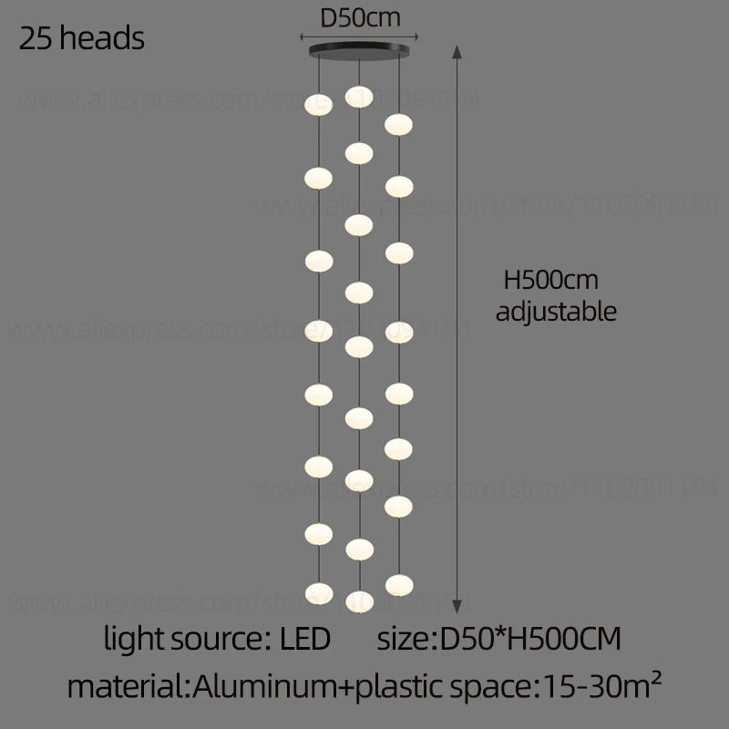Stairs Modern Chandelier Loft Duplex Living Room Hotel Lobby Long Pendant Nordic Home Decorative Lighting Ball Long Line Pendant