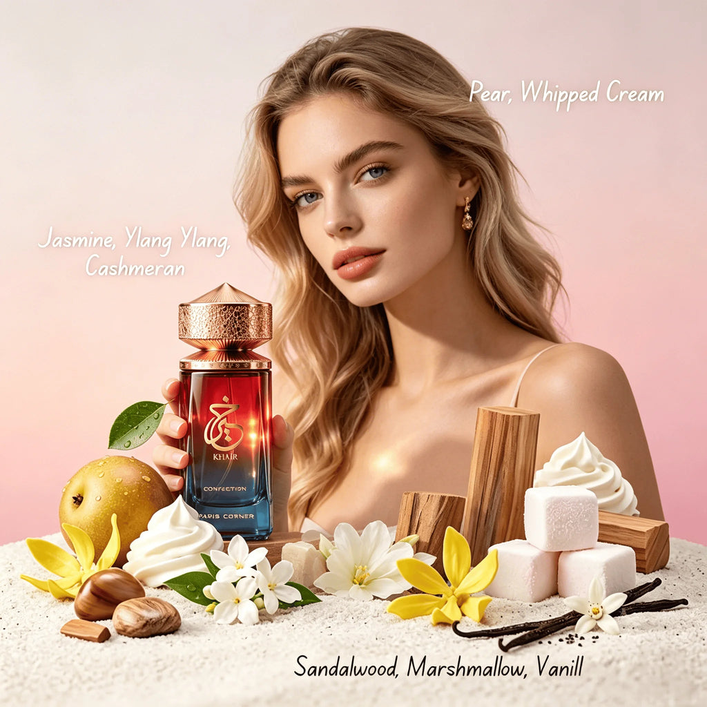 Paris Corner Khair Confection EDP 3.4 Fl Oz | Sweet Candy Scent Perfume for Men & Women | Indulge in Luscious Pear, Whipped Cream