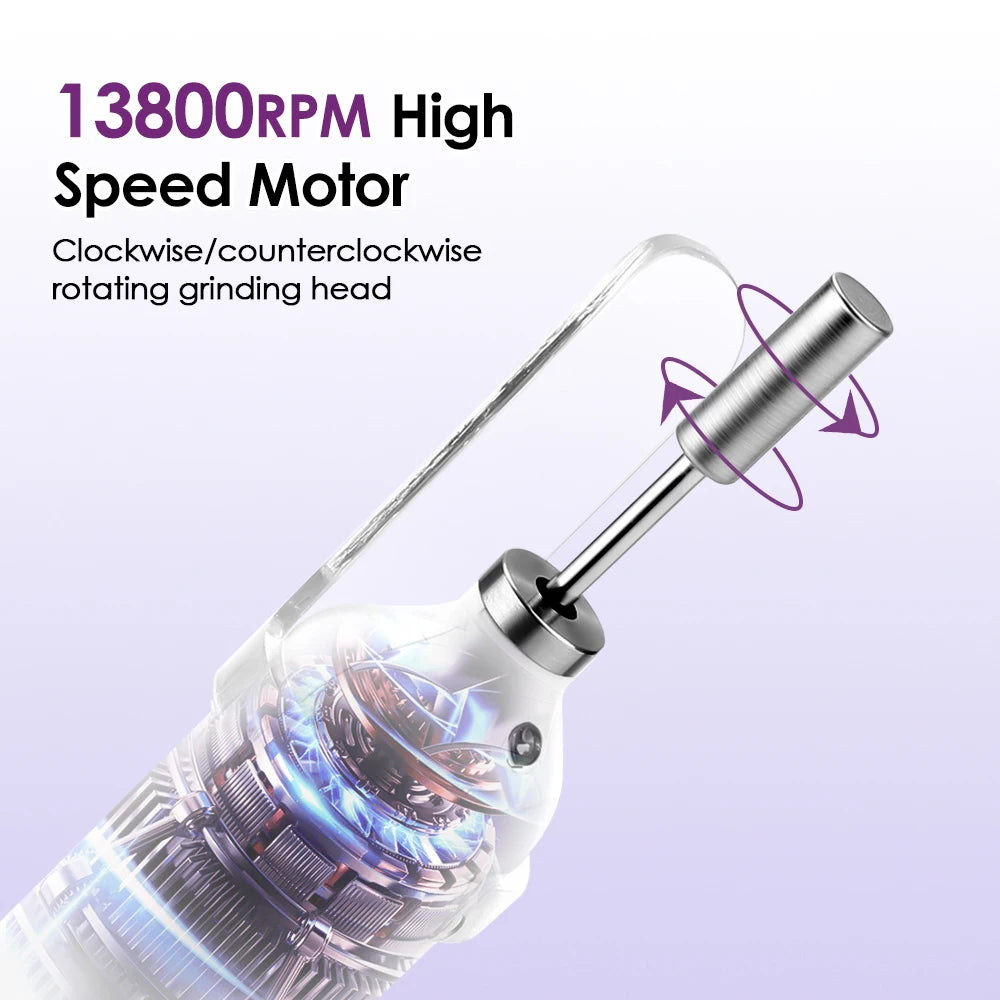 New 45000RPM Professional Electric Nail Drill Machine Low Noise Rechargeable Nail File Nails Accessories Gel Nail Polish Sander