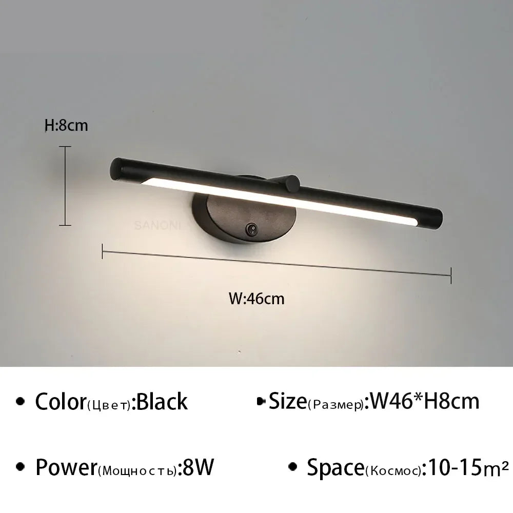 Modern LED Indoor Wall Lamp Bathroom Mirror Light Minimalism Wall Sconce with Touch Switch Bedroom Bathroom Bath Lighting Lamps