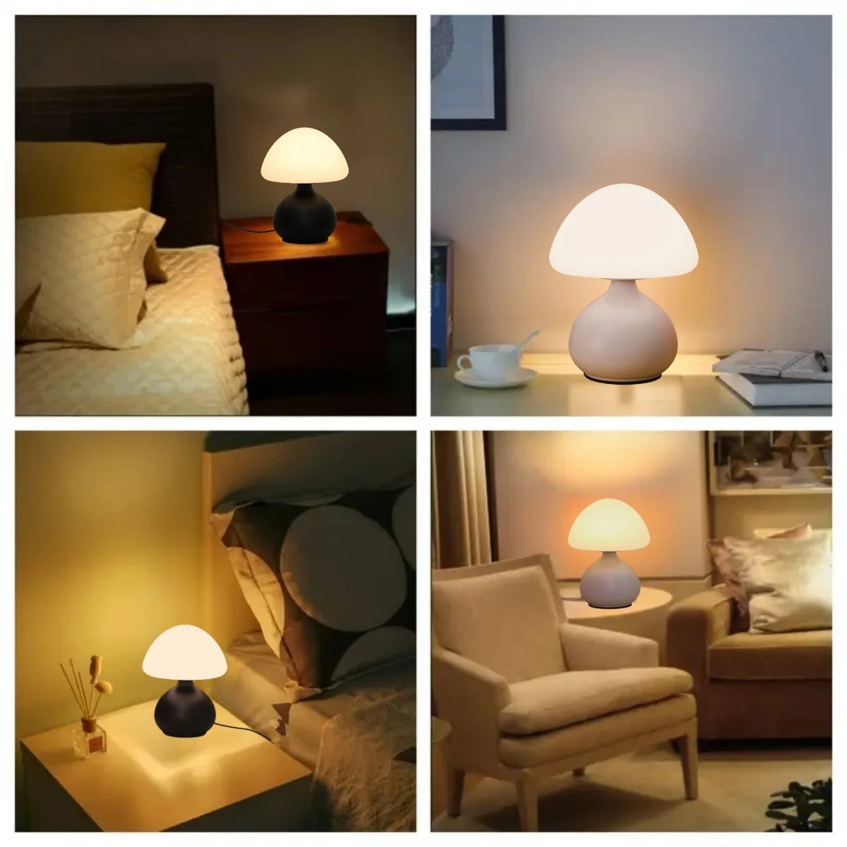 USB Powered Mushroom Table Lamp, Ambient Light, Bedroom Modern Simple and Atmospheric Table Lamp, Small Night Light, Decorative