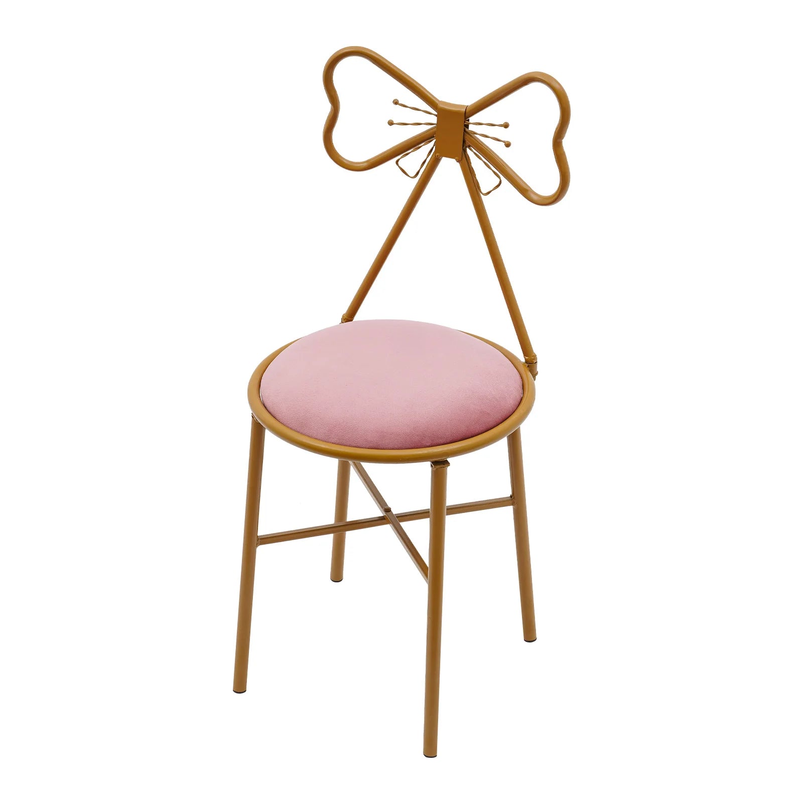 Butterfly Bow Tie Vanity Chair Modern Vanity Stool Velvet Cushion Makeup Chair Metal Frame Butterfly Backrest Chair Dining Chair