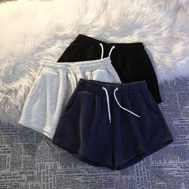 Cotton Drawstring Wide Leg Shorts for Women High Waist Loose Casual Jogging Shorts Y2K Summer Streetwear All Match Baggy Shorts