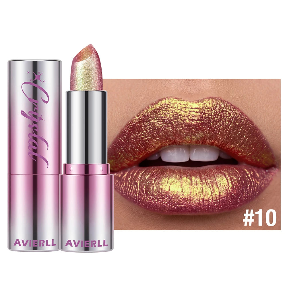 6 Color Metallic Shimmer Lipstick Diamond Pearlescent Pink Glitter Solid Lip Gloss Shiny Gold Lipgloss Lasting Lip Beauty Makeup