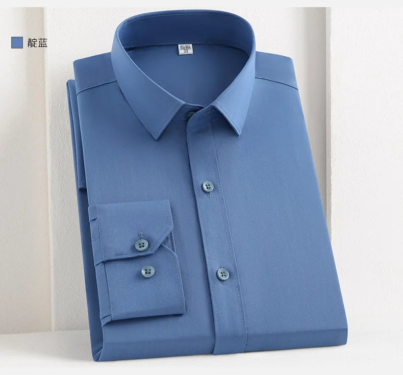 Bamboo Fiber Men's Shirt Long Sleeve Anti-Wrinkle Dress Shirts For Men Slim Fit Camisa Social Business Formal White Office Shirt