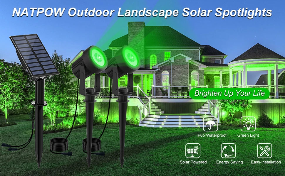Solar Green Light Outdoor Garden Wall Lamp for Tree Street Decor IP65 Waterproof LED Landscape Countyard Solar Powered Light