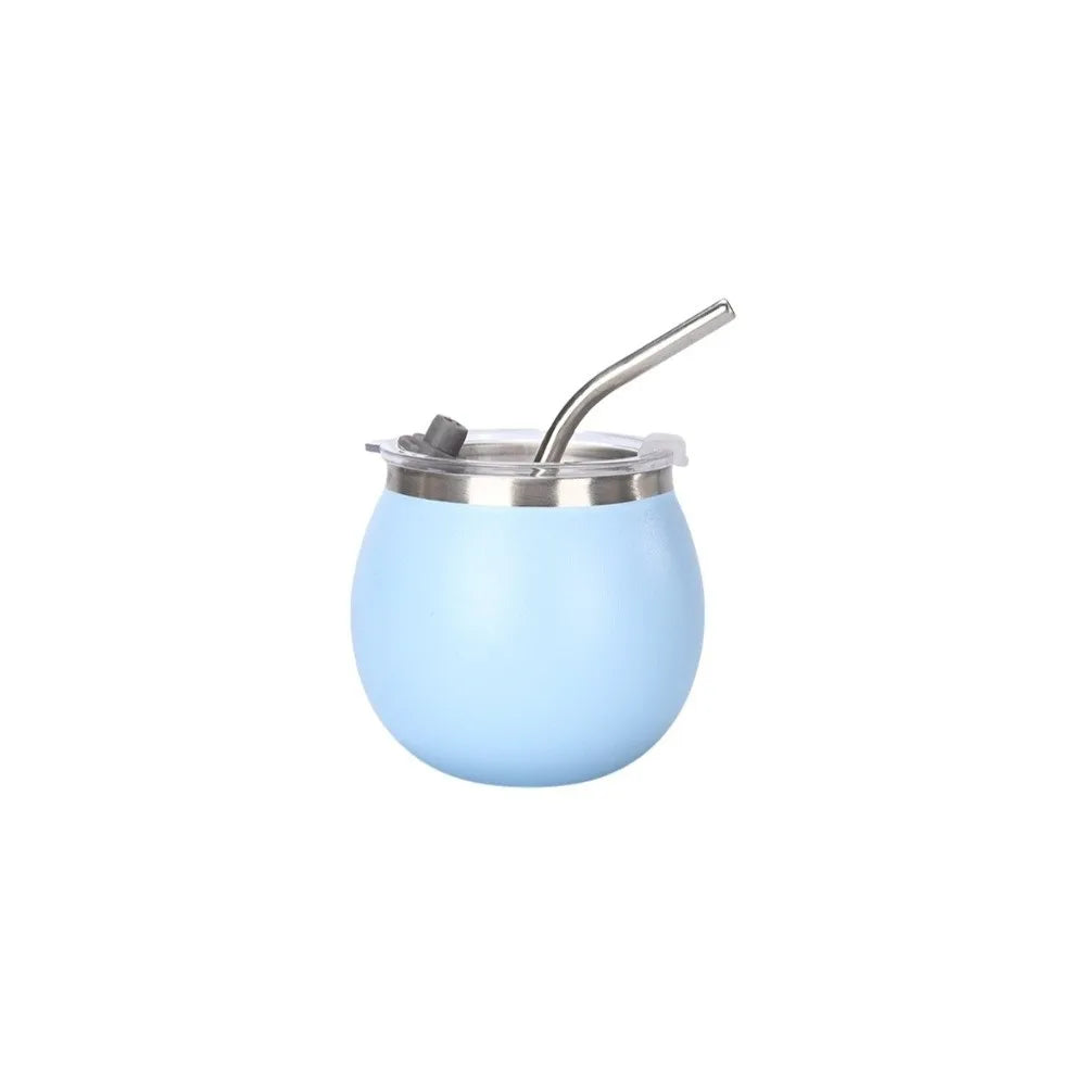 Mini Double Wall Argentine Yerba Mate Cup 5oz Stainless Steel Insulated Cups with Straw and Lid Tumbler Cup Outdoor