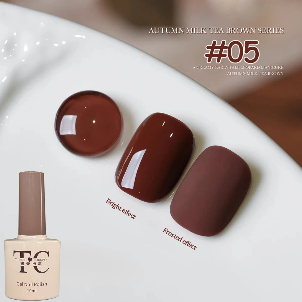 1-12pcs TC Whitening Maillard Caramel Coffee Chestnut Brown Cocoa Nail Art Nail Supplies Autumn Milk Tea Brown Gel Nail Polish