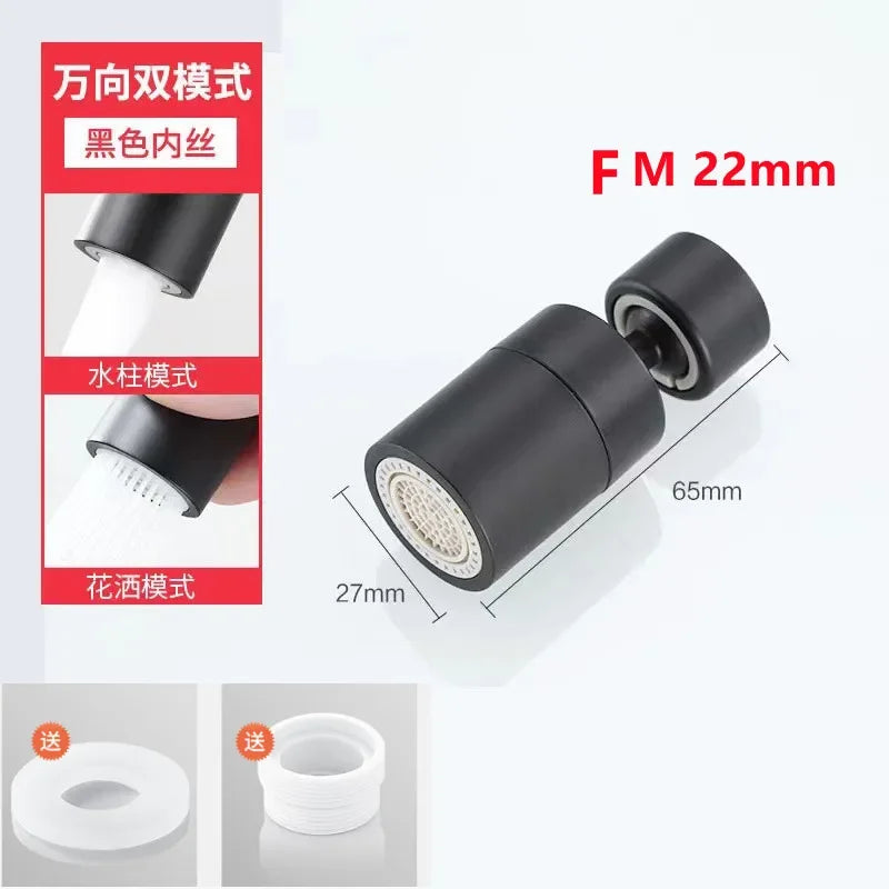 Dual Mode Metal Kitchen Faucet Sprayer Head Bubbler 360° Rotation Adaptor Sink Faucet Extender Aerator Nozzle Filter 22/24mm