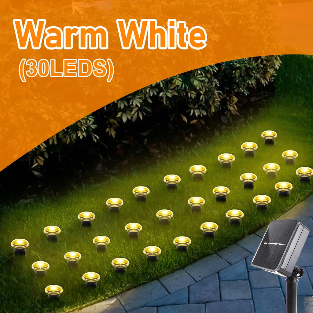 Solar LED Garden Pathway Light 15/30LEDS 8 Modes Outdoor Waterproof Lawn Lamp for Camping Weddings Christmas Holiday Lighting