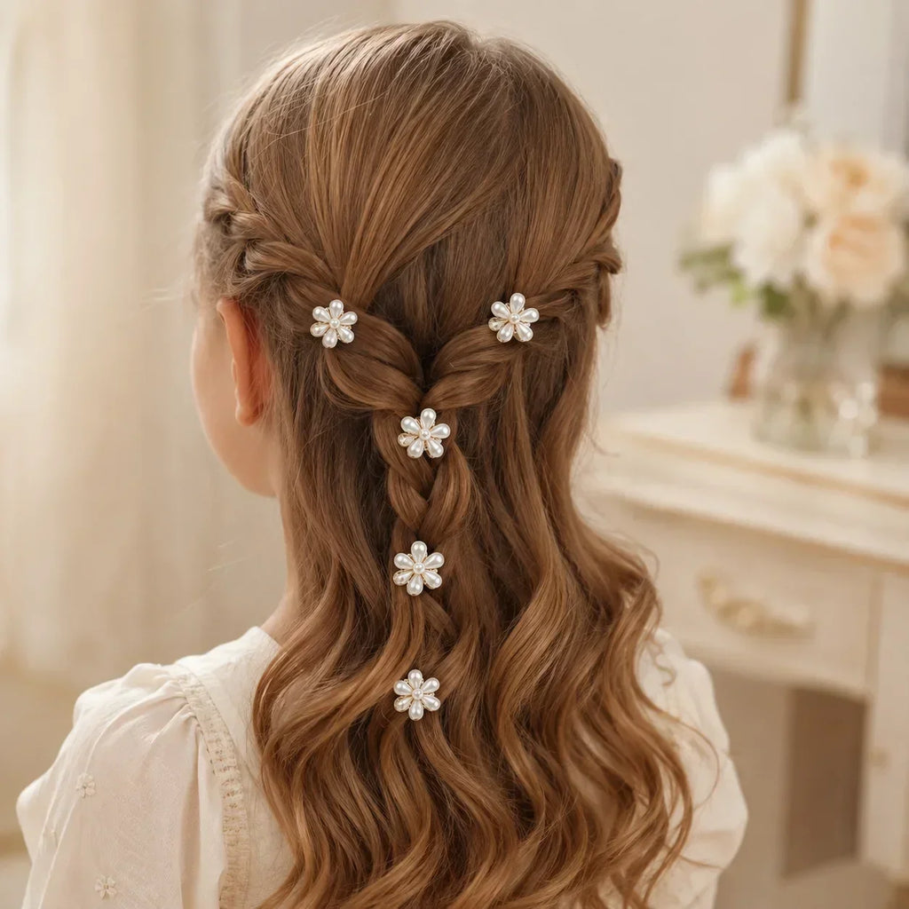 6/10PCS Cute Mini Flower Hair Claw Clips Colorful Opal Hairpins Sweet Small Hair Accessories for Girls Fashion Hair Accessories