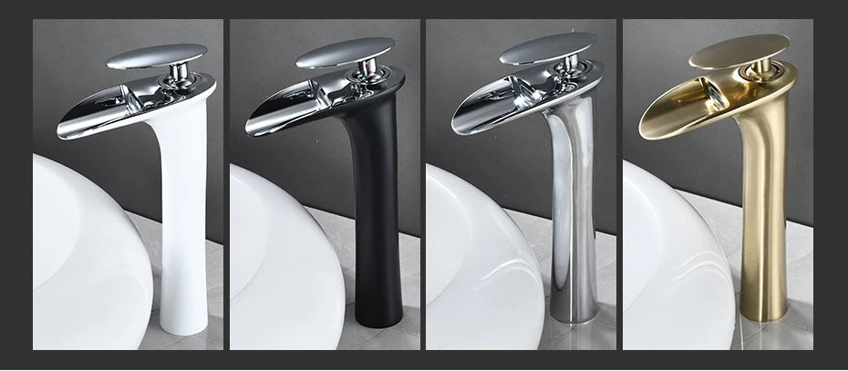 Basin Faucets Modern White Bathroom Faucet Waterfall faucets Single Hole Cold and Hot Water Tap Basin Faucet Mixer Taps 855924