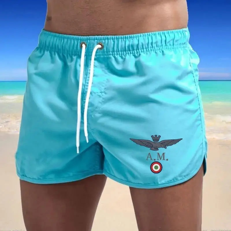 2024 Men's Fashion Printed Swimming Shorts Quick-Drying Beach Suit Breathable Drawstring Pocket